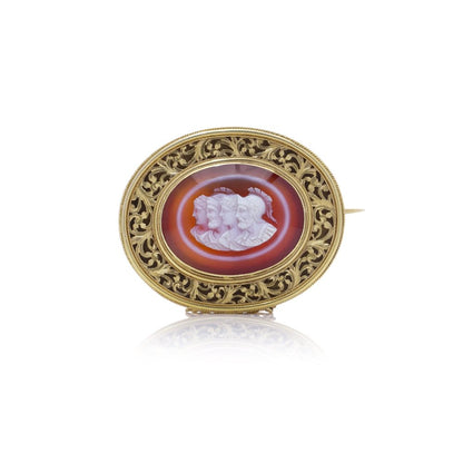 Victorian gold agate cameo brooch.
