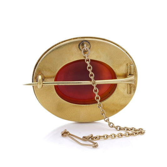 Victorian gold agate cameo brooch.