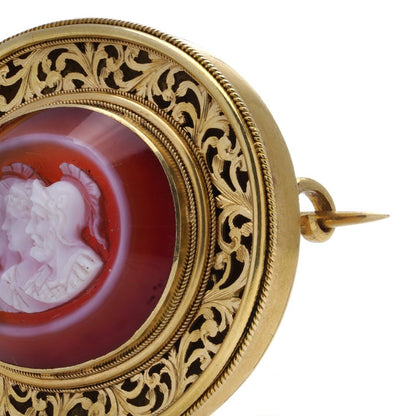 Victorian gold agate cameo brooch.