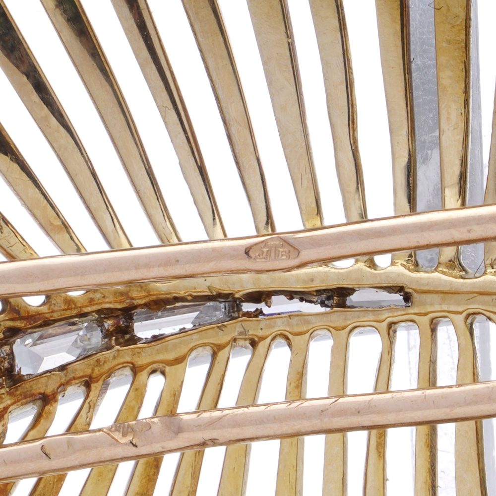 Vintage Retro Gold And Platinum Diamond And Ruby Leaf Brooch