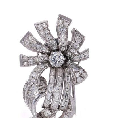 Vintage Cartier Diamond Brooch In Platinum