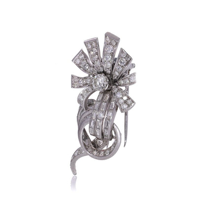 Vintage Cartier Diamond Brooch In Platinum