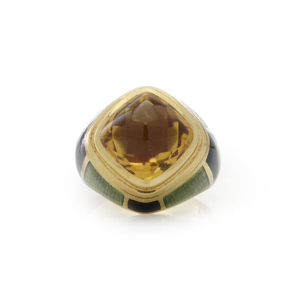 Leo De Vroomen 18 Carat Yellow Gold Citrine Dome Ring