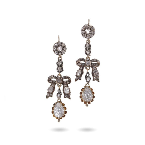Victorian diamond earrings in gold and silver.