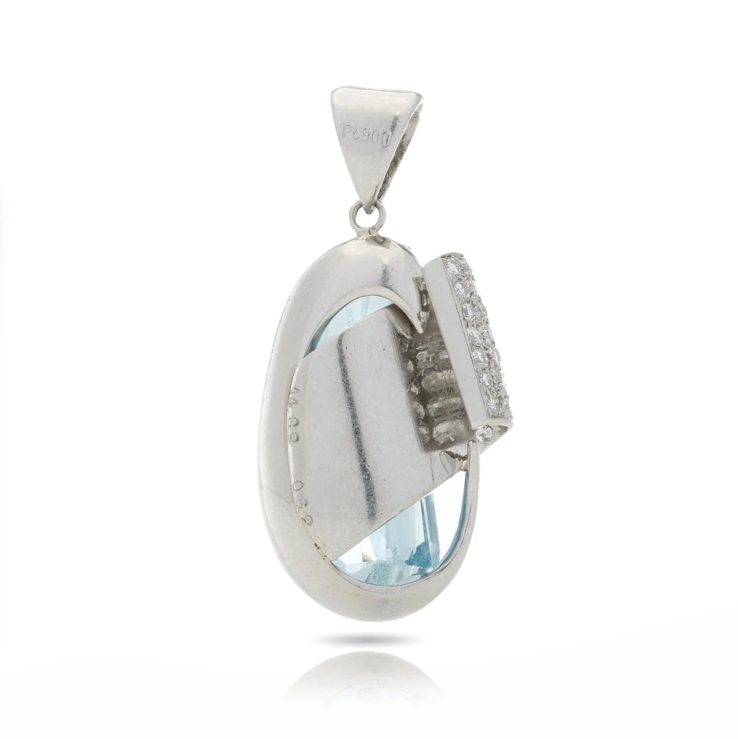Natural Blue Topaz and Diamond Pendant in Platinum