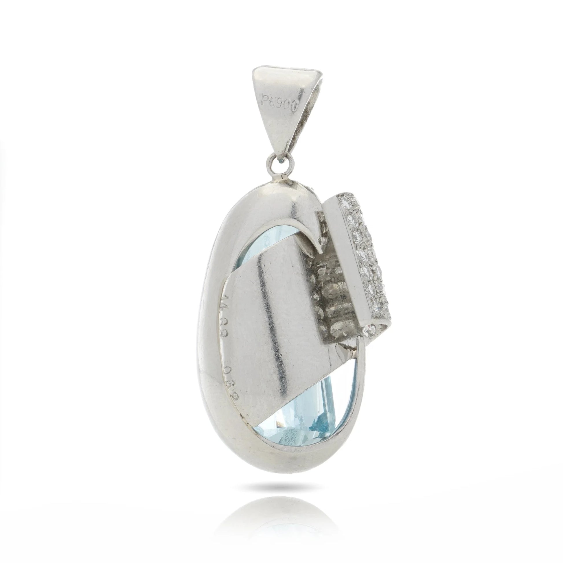 Natural Blue Topaz and Diamond Pendant in Platinum