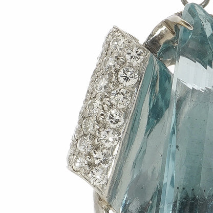 Natural Blue Topaz and Diamond Pendant in Platinum