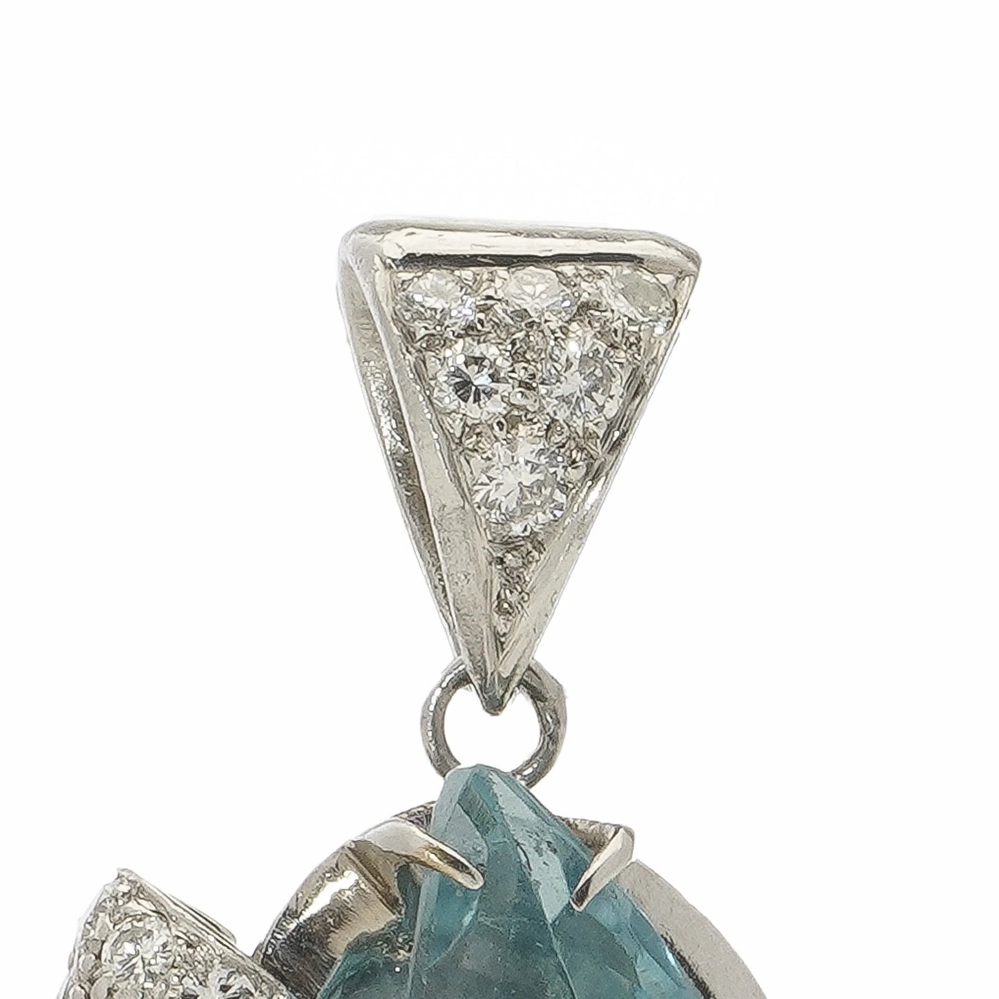 Natural Blue Topaz and Diamond Pendant in Platinum