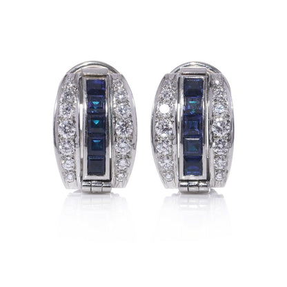 Tiffany & Co. Platinum Reversible Earrings, Sapphires, Emeralds And Diamonds