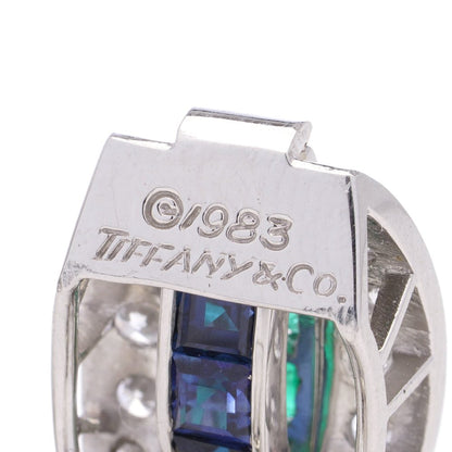 Tiffany & Co. Platinum Reversible Earrings, Sapphires, Emeralds And Diamonds