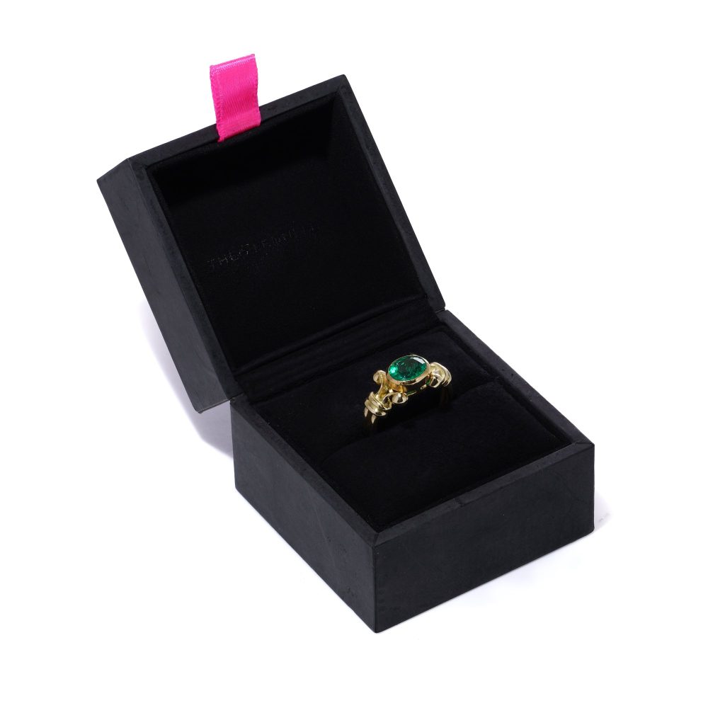 Theo Fennell 18 Carat Yellow Gold 1.50 Carat Colombian Emerald Ring