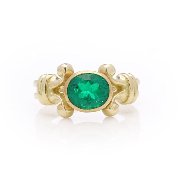 Theo Fennell 18 Carat Yellow Gold 1.50 Carat Colombian Emerald Ring