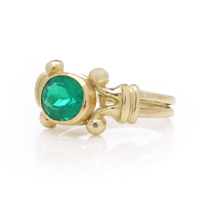 Theo Fennell 18 Carat Yellow Gold 1.50 Carat Colombian Emerald Ring