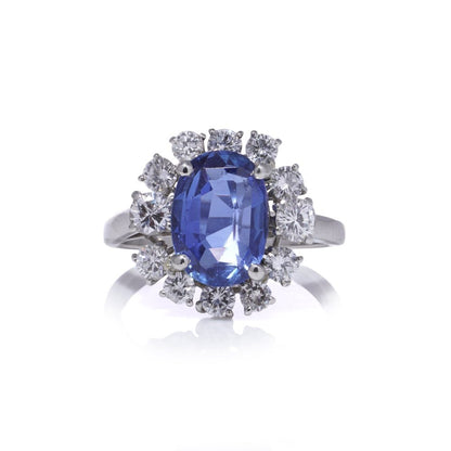 Chaumet 4.53 Carat Sapphire And Diamond Cluster Ring In 18 Carat White Gold
