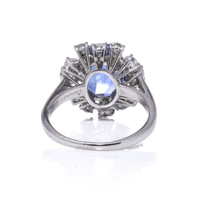 Chaumet 4.53 Carat Sapphire And Diamond Cluster Ring In 18 Carat White Gold