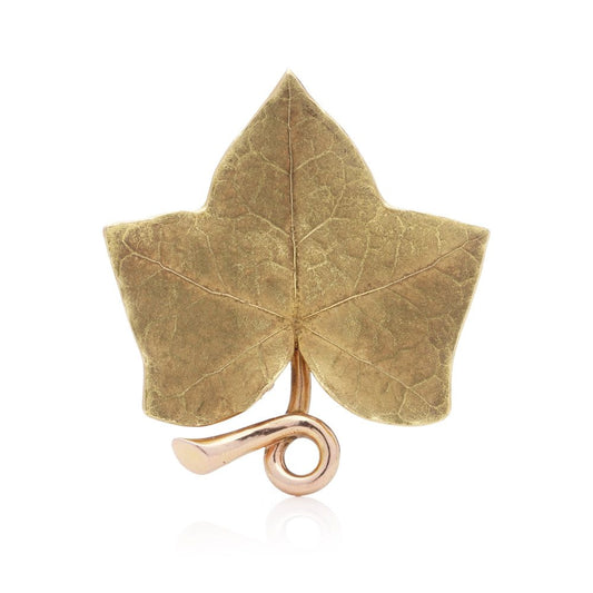 Vintage Cartier 18 Carat Yellow Gold Textured Leaf Brooch