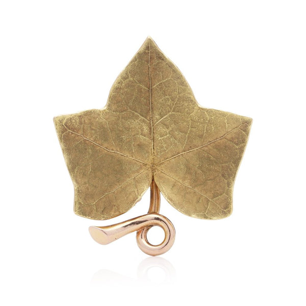 Vintage Cartier 18 Carat Yellow Gold Textured Leaf Brooch