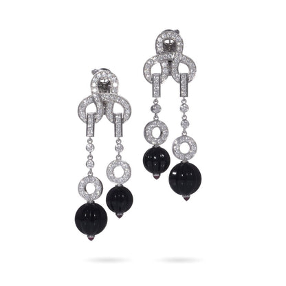 Cartier 18kt white gold diamond, sapphire and ruby clip - on earrings