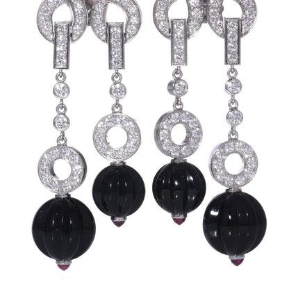 Cartier 18kt white gold diamond, sapphire and ruby clip - on earrings