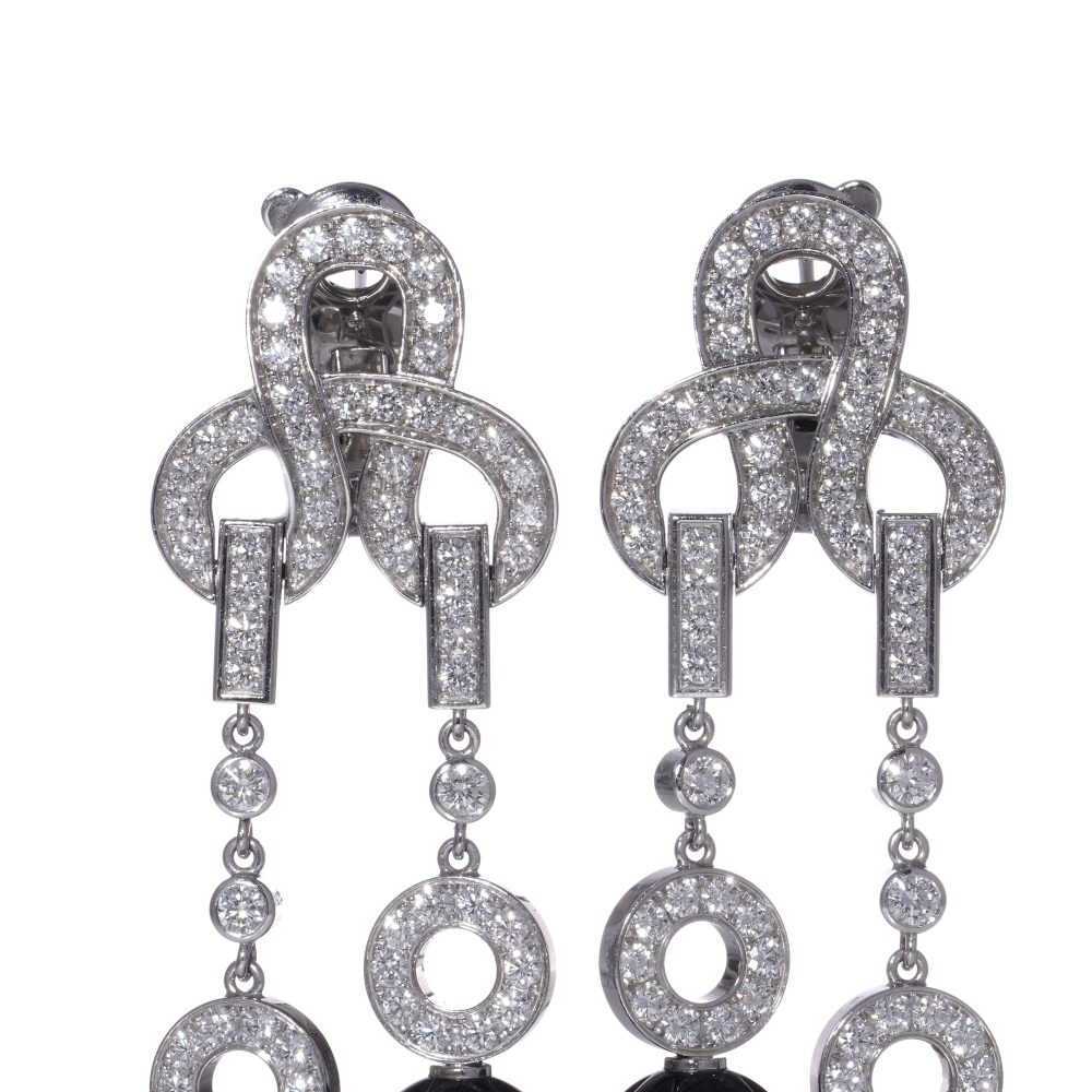 Cartier 18kt white gold diamond, sapphire and ruby clip - on earrings