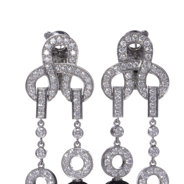 Cartier 18kt white gold diamond, sapphire and ruby clip - on earrings