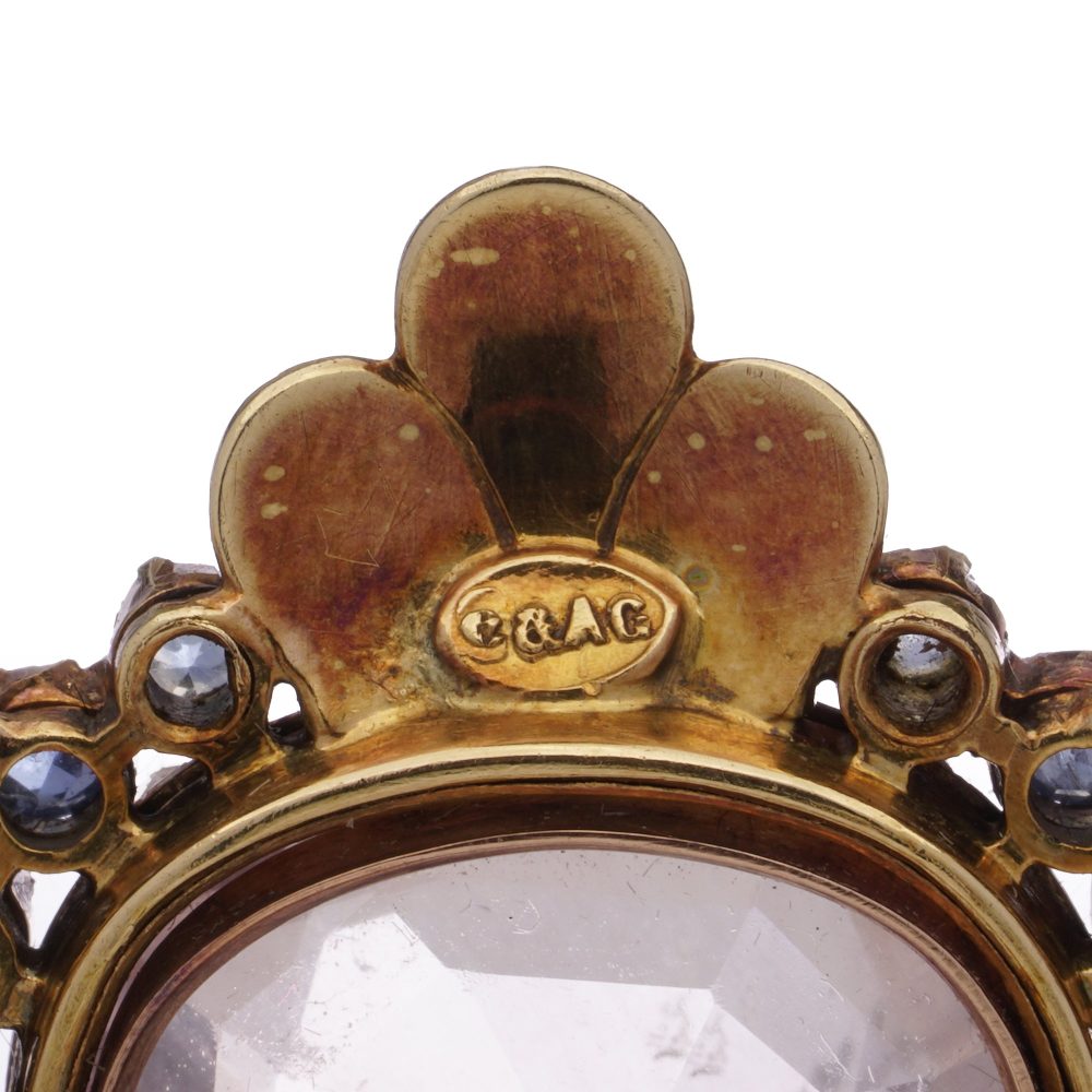 C.A. Giuliano Victorian 18 Carat Gold Brooch With Enamel And Gemstones