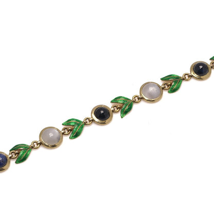 Giuliano 18 Carat Gold Victorian Bracelet With Enamel, Sapphires And Moonstones