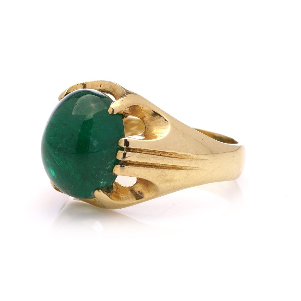 18 Carat Yellow Gold Dome Ring With A 7.5 Carat Zambian Emerald