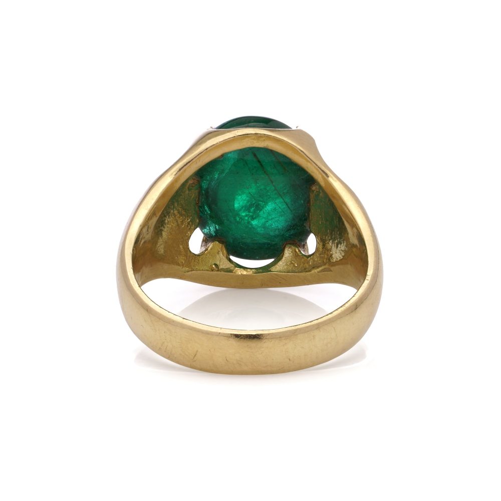 18 Carat Yellow Gold Dome Ring With A 7.5 Carat Zambian Emerald