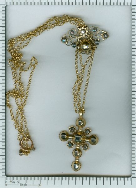 Antique 18th Century Belgium Flemish Diamond Cross Pendant 