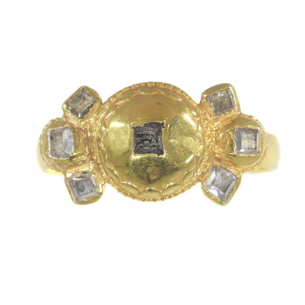Antique 17th Century Baroque Diamond Set Gold Ring