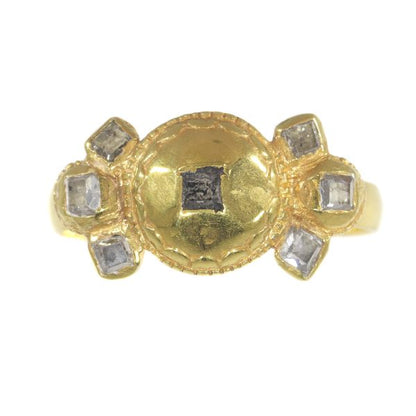 Antique 17th Century Baroque Diamond Set Gold Ring