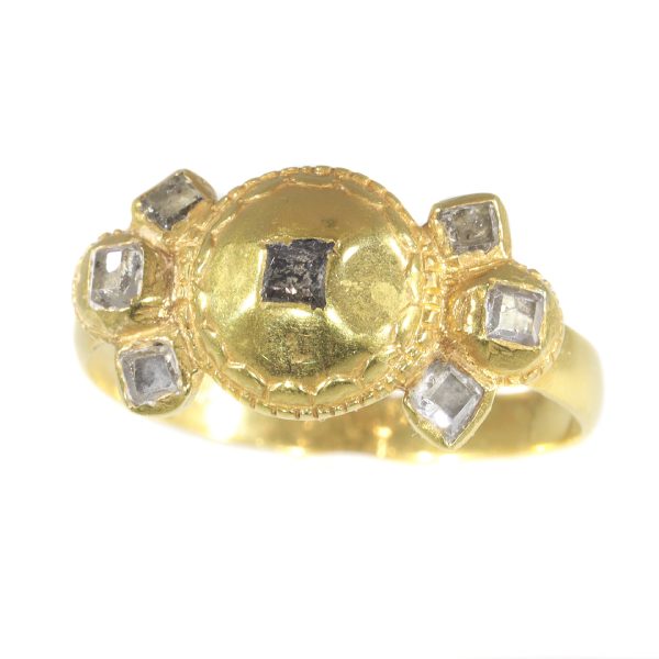 Antique 17th Century Baroque Diamond Set Gold Ring