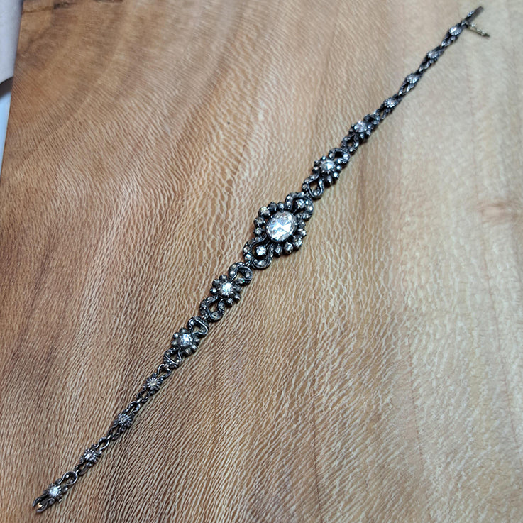 Victorian Antique Rose Cut Diamond Cluster Bracelet