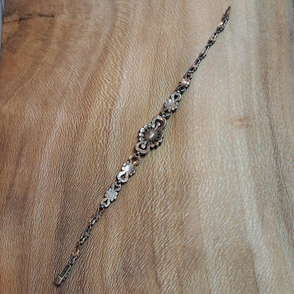 Victorian Antique Rose Cut Diamond Cluster Bracelet