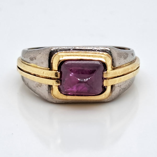 2.50ct Sugarloaf Cabochon Ruby and Bi Colour Gold Solitaire Ring