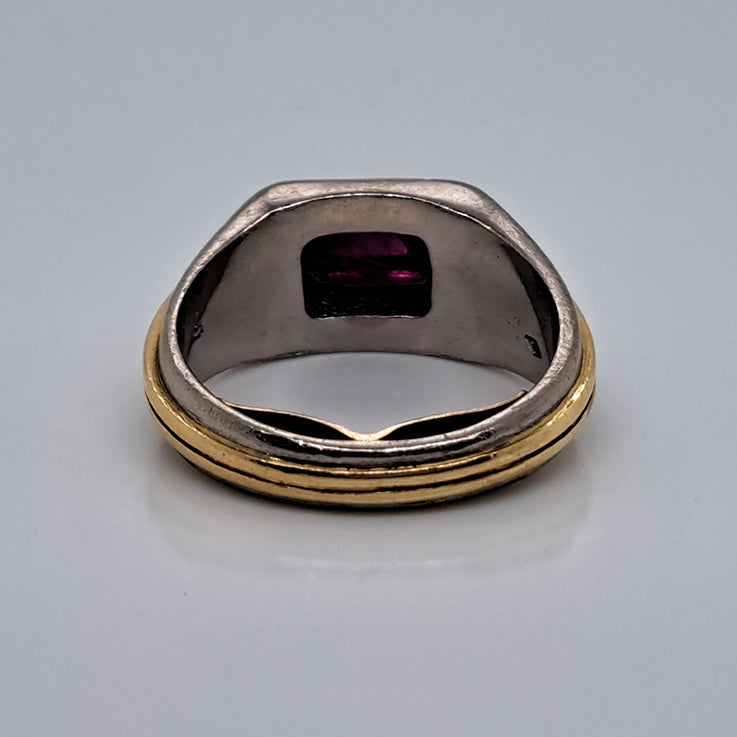 2.50ct Sugarloaf Cabochon Ruby and Bi Colour Gold Solitaire Ring