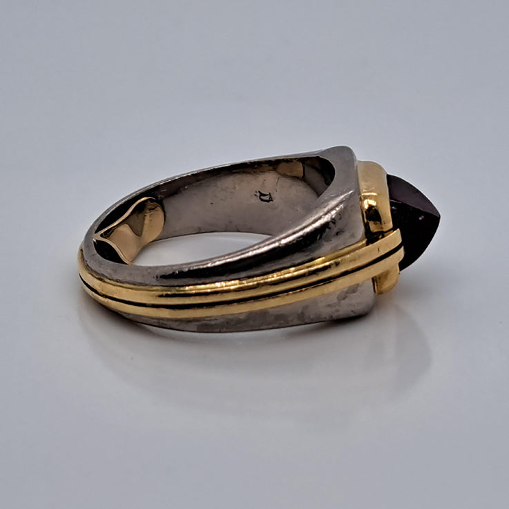 2.50ct Sugarloaf Cabochon Ruby and Bi Colour Gold Solitaire Ring