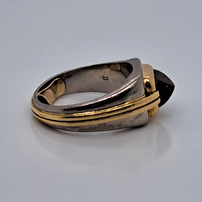 2.50ct Sugarloaf Cabochon Ruby and Bi Colour Gold Solitaire Ring