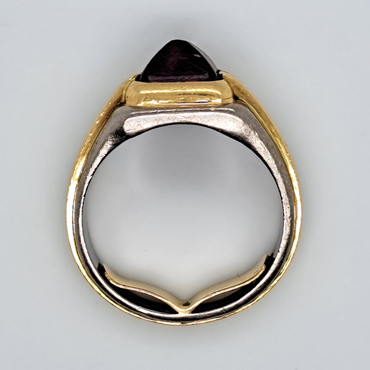 2.50ct Sugarloaf Cabochon Ruby and Bi Colour Gold Solitaire Ring