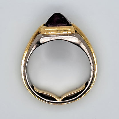 2.50ct Sugarloaf Cabochon Ruby and Bi Colour Gold Solitaire Ring