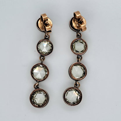 Antique Rose Cut Diamond Drop Earrings