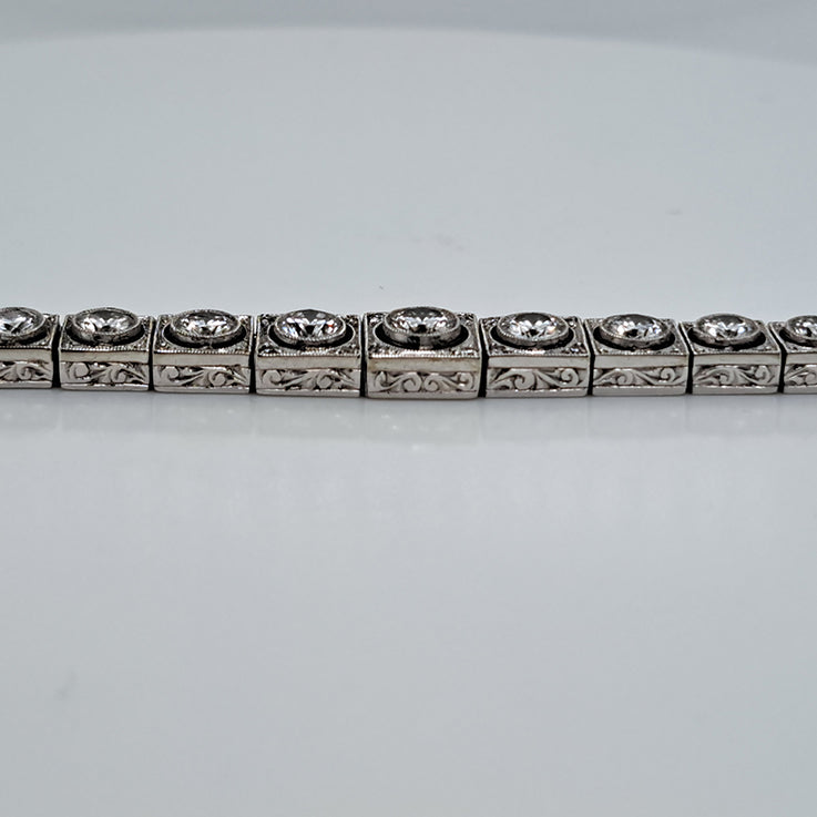 Steltman Art Deco 5ct Diamond Line Bracelet in Platinum