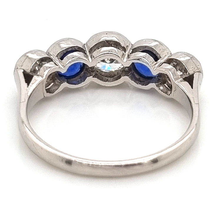 Sapphire and Diamond Five Stone Ring in Platinum