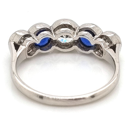 Sapphire and Diamond Five Stone Ring in Platinum
