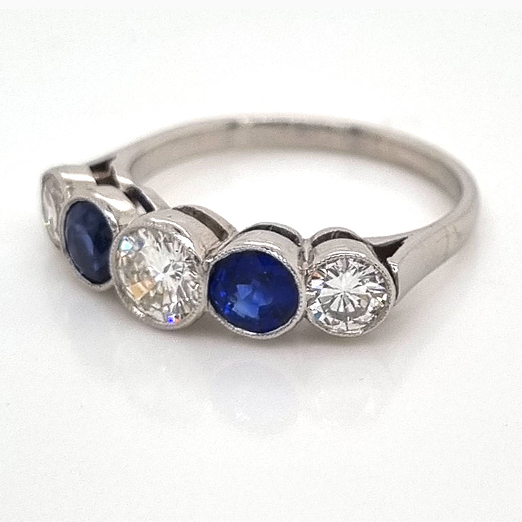 Sapphire and Diamond Five Stone Ring in Platinum