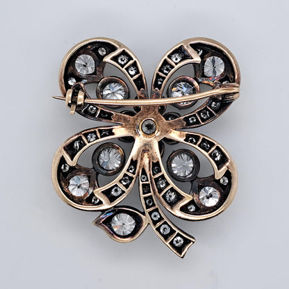 Antique 4ct Old Cut Diamond Lucky Four Leaf Clover Brooch