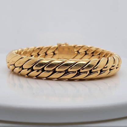 Antique Handcrafted Plaited Woven Double Strand 18ct Yellow Gold Bracelet