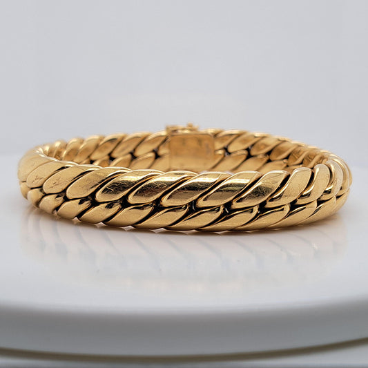 Antique Handcrafted Plaited Woven Double Strand 18ct Yellow Gold Bracelet