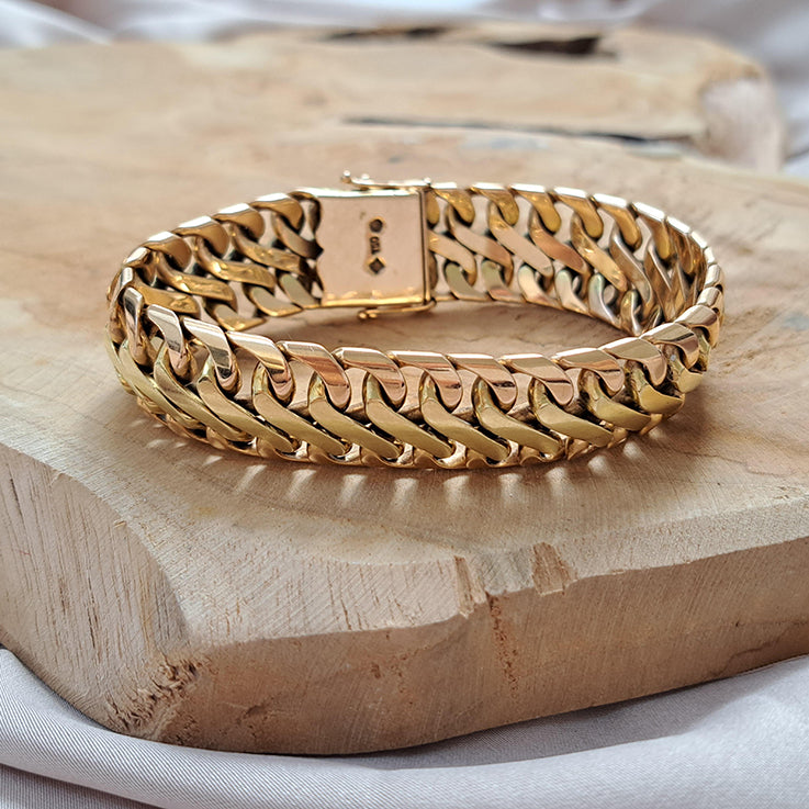Antique Heavy Bi Colour 18ct Gold S Link Bracelet